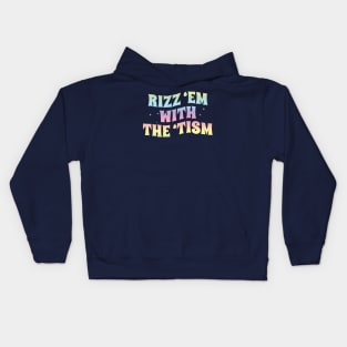 Rizz Em With The Tism - Rainbow Groovy Style Kids Hoodie